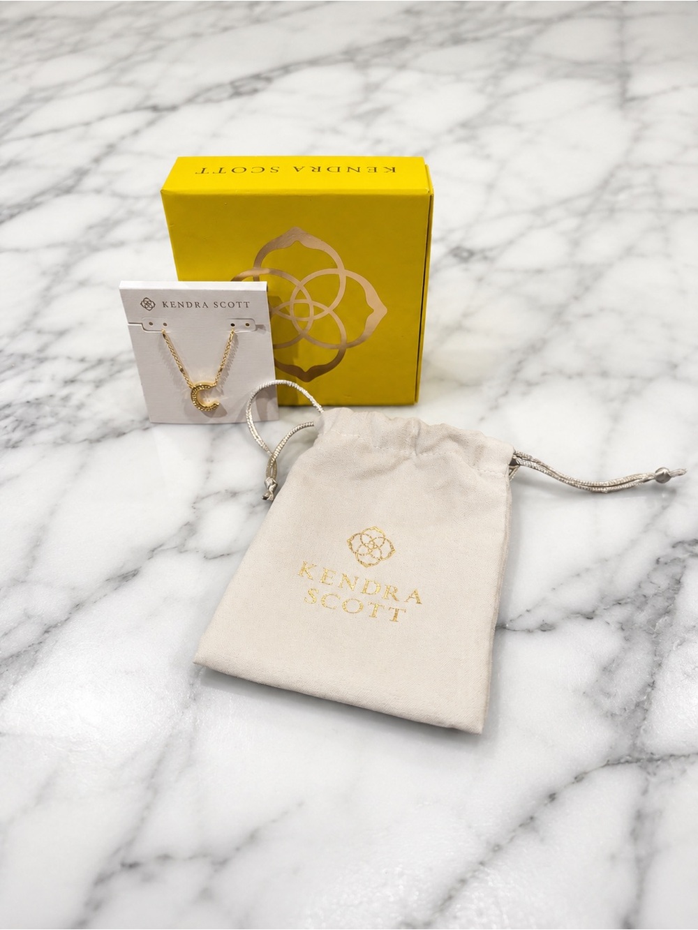 Kendra Scott Letter C Pendant Necklace Gold NWT Box & Dust Bag